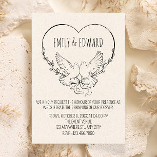 Invitación Boda de palomas cardíacas