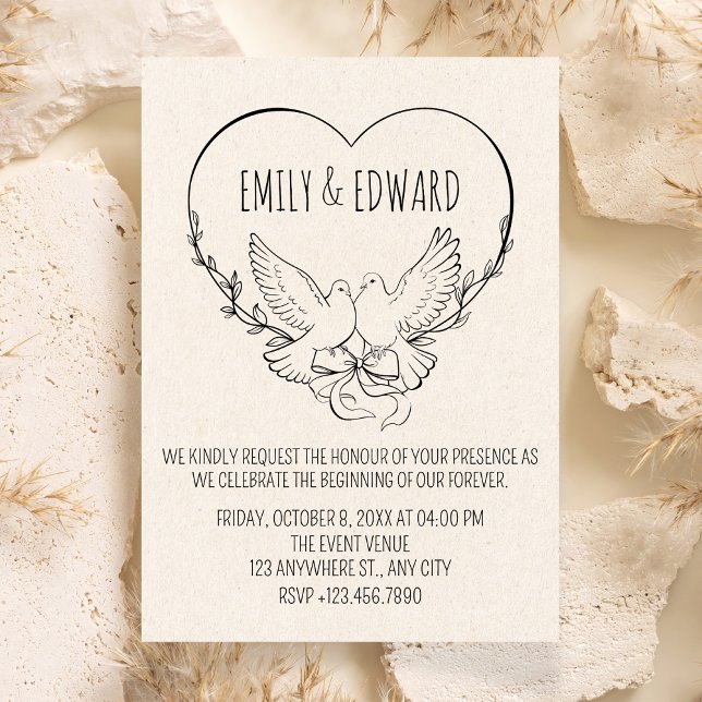 Invitación Boda de palomas cardíacas (Subido por el creador)