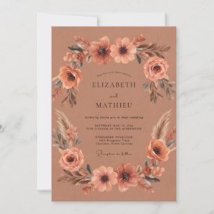 Invitación Boda de Pampas de Amapola de Terracota