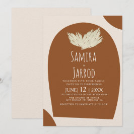Invitación Boda de Pampas de Arco Natural Dibujado a Mano Boh