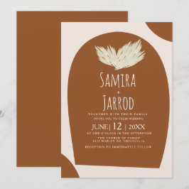 Invitación Boda de Pampas de Arco Natural Dibujado a Mano Boh