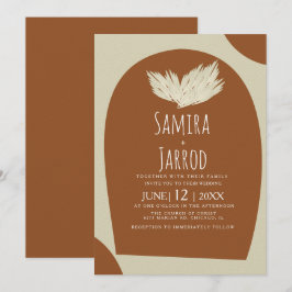 Invitación Boda de Pampas de Arco Natural Dibujado a Mano Boh