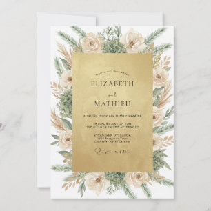 Invitación Boda de Pampas de Eucalipto con Champán de Aceitun