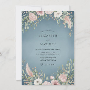 Invitación Boda de Pampas de Eucalipto Pizarra Polvorienta