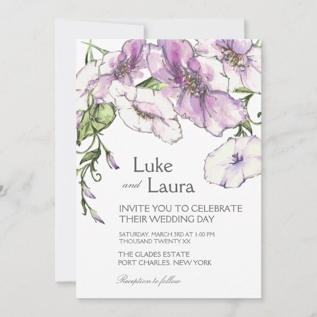 Invitación Boda de Pansy moderno con código QR de foto (Anverso)