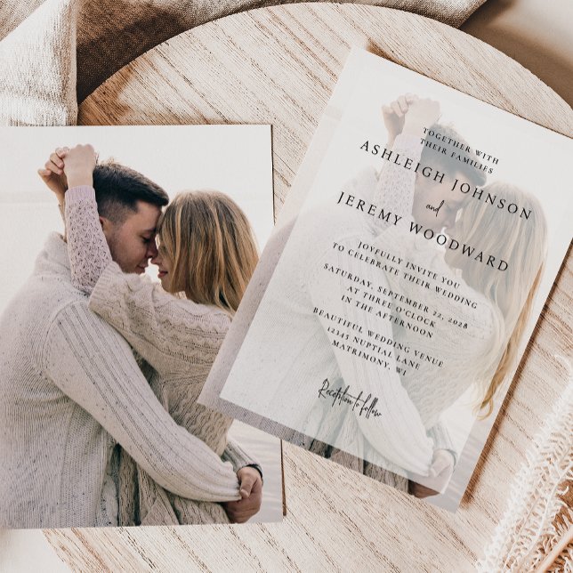 Invitación Boda de pantalla blanca de fotos simple y elegante (Subido por el creador)