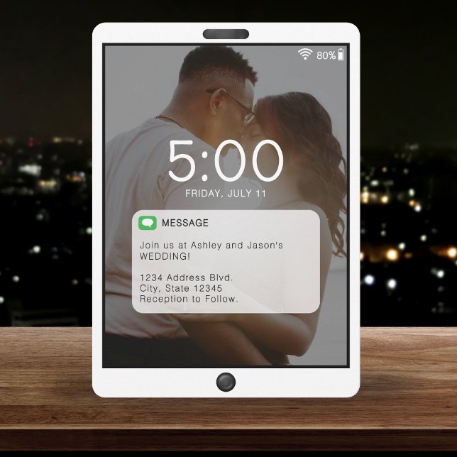 Invitación Boda de pantalla de bloqueo de teléfono celular (Cell Phone Lock Screen Wedding Invitation
)