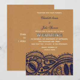 Invitación Boda de papel de canto y Kraft