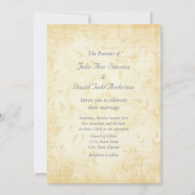 Invitación Boda de papel de edad avanzada (Anverso)