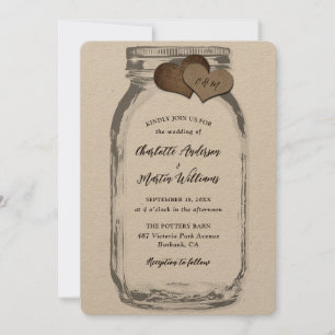 Invitación Boda de papel de Mason Jar Kraft