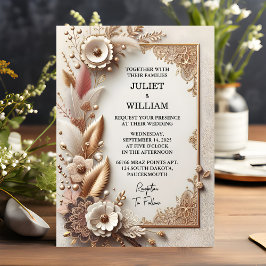 Invitación Boda de papel de tela de tejido satinado de encaje