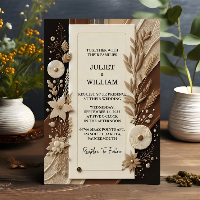 Invitación Boda de papel de tela de tejidos satinados de enca (Subido por el creador)