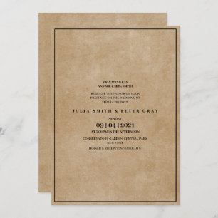 Invitación Boda de papel estilo años 80 estilo simple marrón