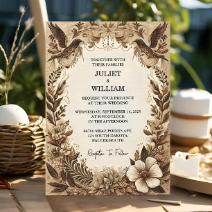 Invitación Boda de papel reciclado de papel de madera de otoñ