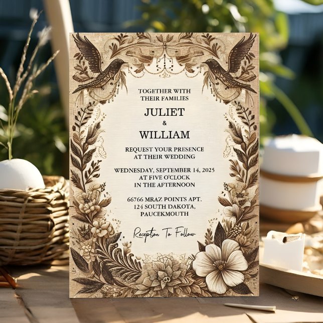 Invitación Boda de papel reciclado de papel de madera de otoñ (Subido por el creador)