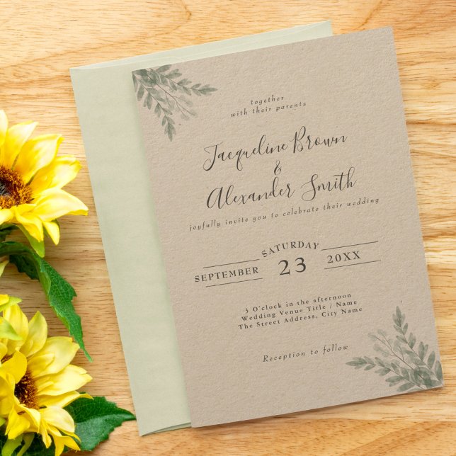 Invitación Boda De Papel Rústico Eucalyptus Eco Friendly Kraf (Subido por el creador)
