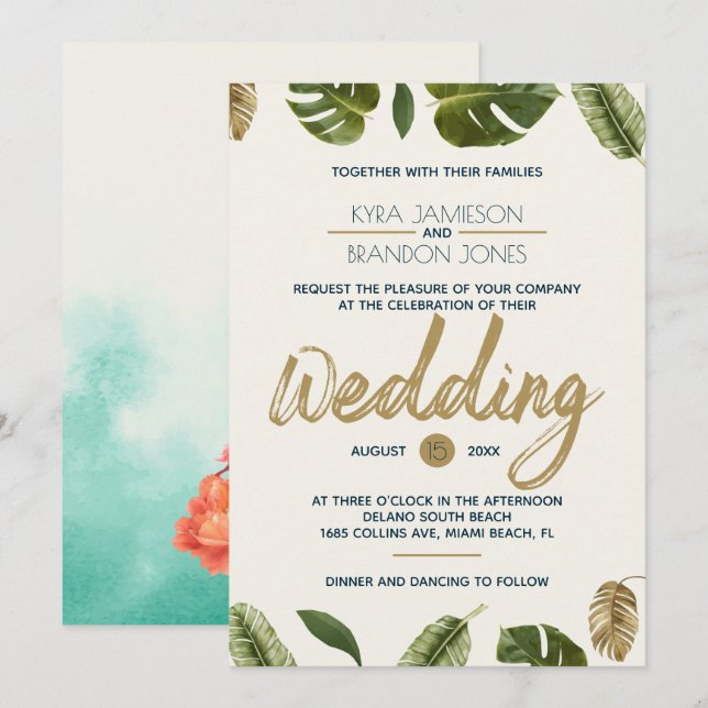 Invitación Boda de Paraíso Exótico (Anverso / Reverso)