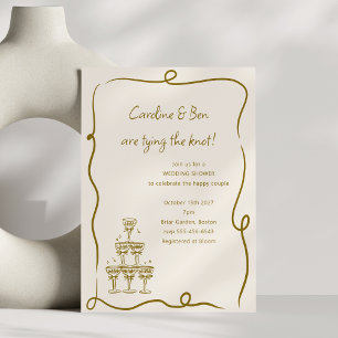 Invitación Boda de Pareja con Champagne Dorado Manuscrito Reg