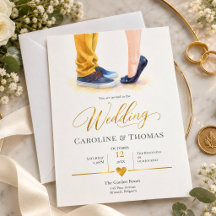 Boda de pareja de acuarela amarilla mostaza y navy