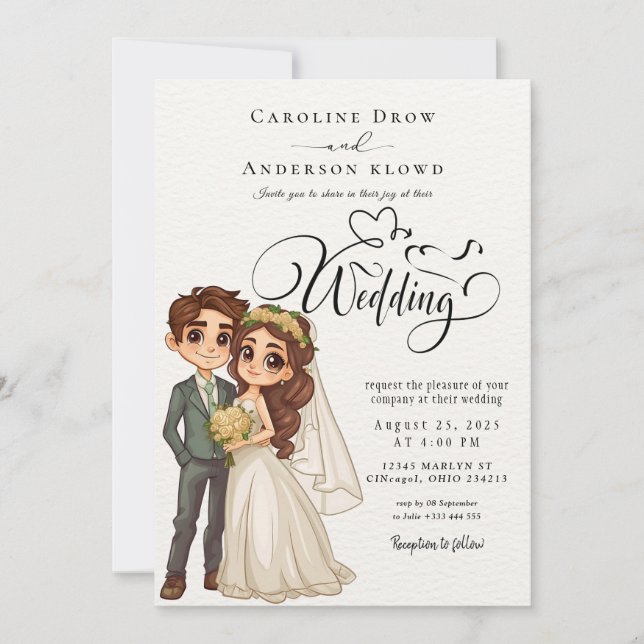 Invitación Boda de Pareja de Anime (Anverso)