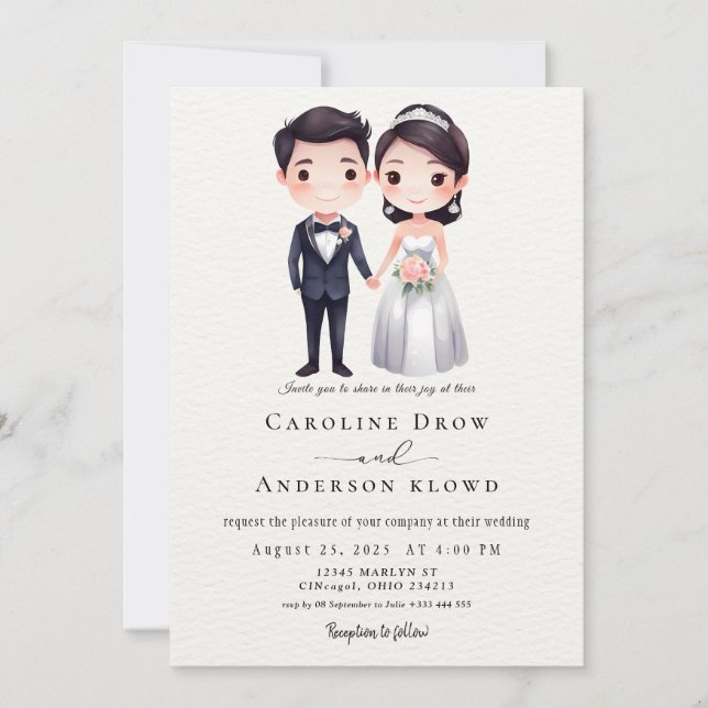 Invitación Boda de Pareja de Anime (Anverso)