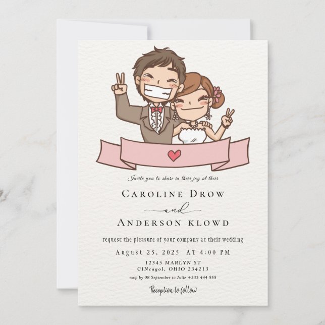 Invitación Boda de Pareja de Anime (Anverso)