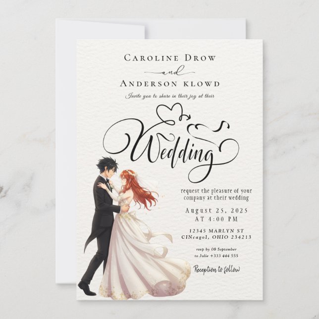 Invitación Boda de Pareja de Anime (Anverso)