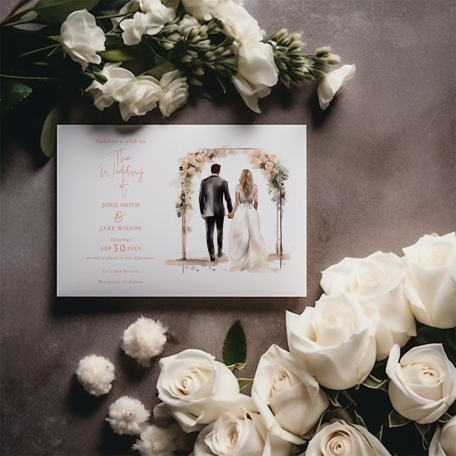 Invitación Boda de pareja de boda de acuarela (Watercolor Bride and Groom Wedding Illustration wedding invitation card)