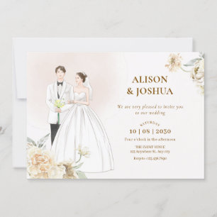 Invitación Boda de pareja de estética blanca