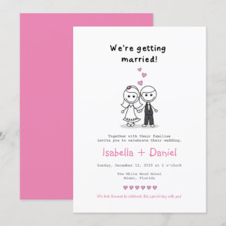 Invitación boda de pareja de la figura del palo de personaliz