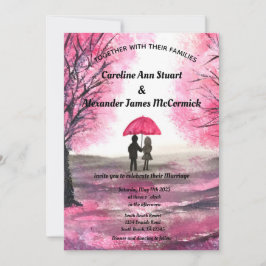 Invitación Boda de Pareja floral con flores de cerezo rosa