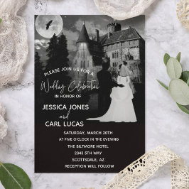 Invitación Boda de Pareja Mansión Halloween Octubre