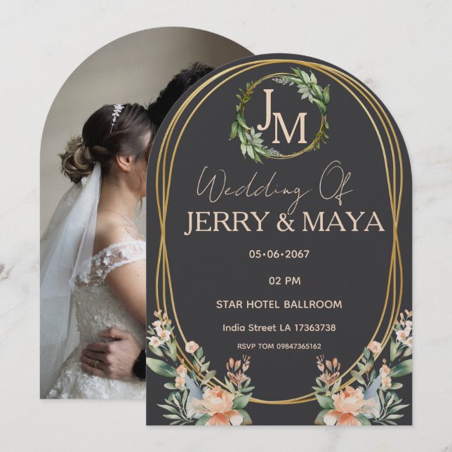 Invitación Boda de Pareja Romántica Personalizada  (Anverso / Reverso)