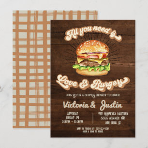 Invitación Boda de parejas de amor y hamburguesas