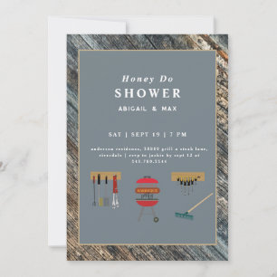 Invitación Boda de parejas Honey Do BBQ Dusty Blue Shower