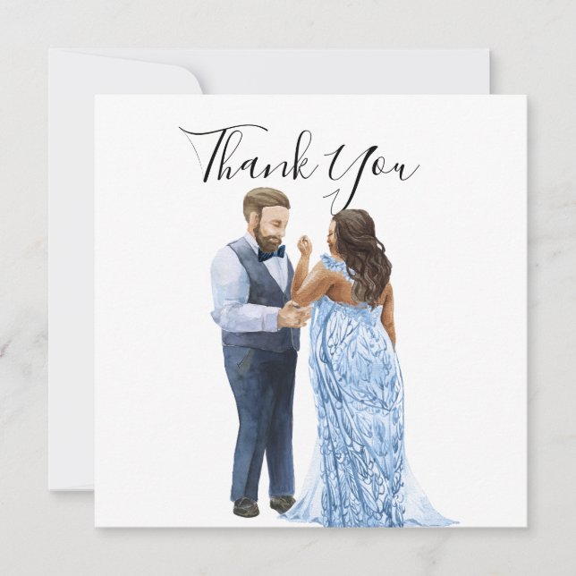 Invitación Boda de parejas interraciales Gracias Cartas (Anverso)