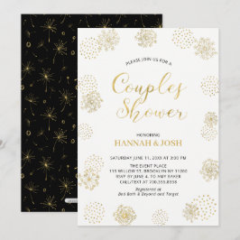 Invitación Boda de parejas moderna y elegante en dorado y neg