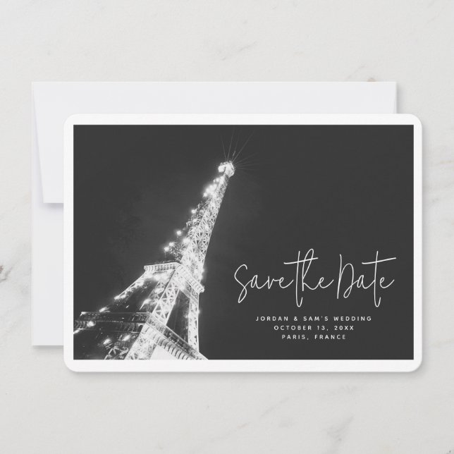 Invitación Boda de París, Torre Eiffel. (Anverso)