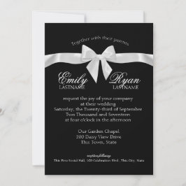 Invitación Boda de paro de cinta negra y blanca
