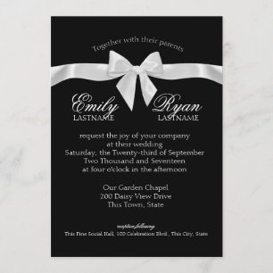 Invitación Boda de paro de cinta negra y blanca