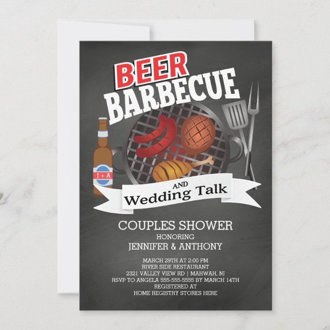Invitación Boda de parrillada de cerveza Talk Parejas ducha (Anverso)