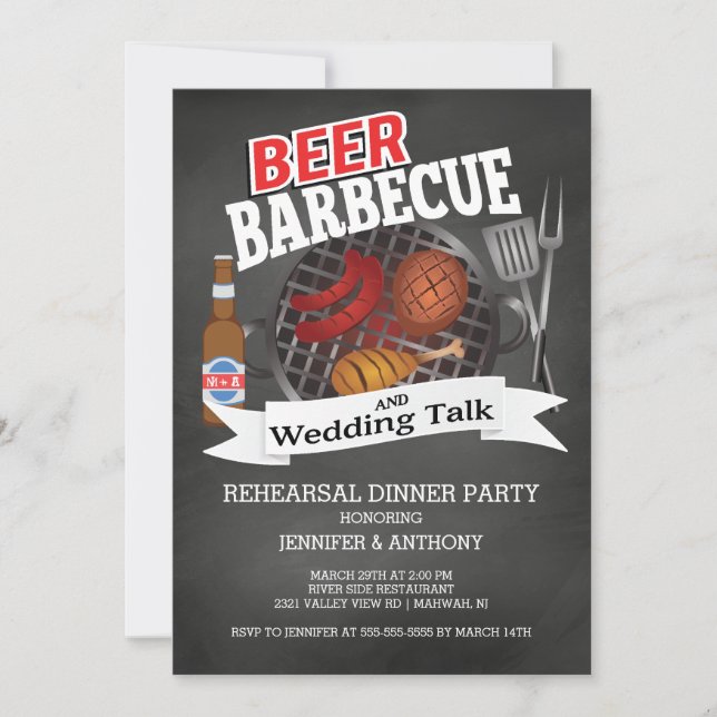 Invitación Boda de parrilladas de cerveza Fiesta de ensayo de (Anverso)