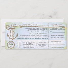 Invitación boda de pasajes de embarque con RSVP