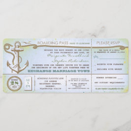 Invitación boda de pasajes de embarque con RSVP