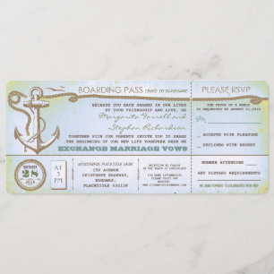 Invitación boda de pasajes de embarque con RSVP