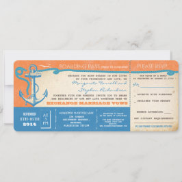 Invitación boda de pasajes de embarque con RSVP