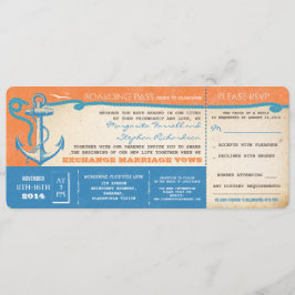 Invitación boda de pasajes de embarque con RSVP