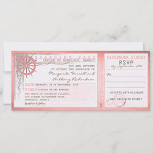 Invitación boda de pasajes de embarque con RSVP