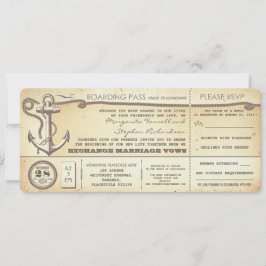 Invitación boda de pasajes de embarque con RSVP