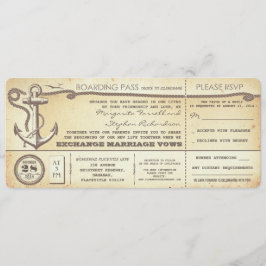 Invitación boda de pasajes de embarque con RSVP